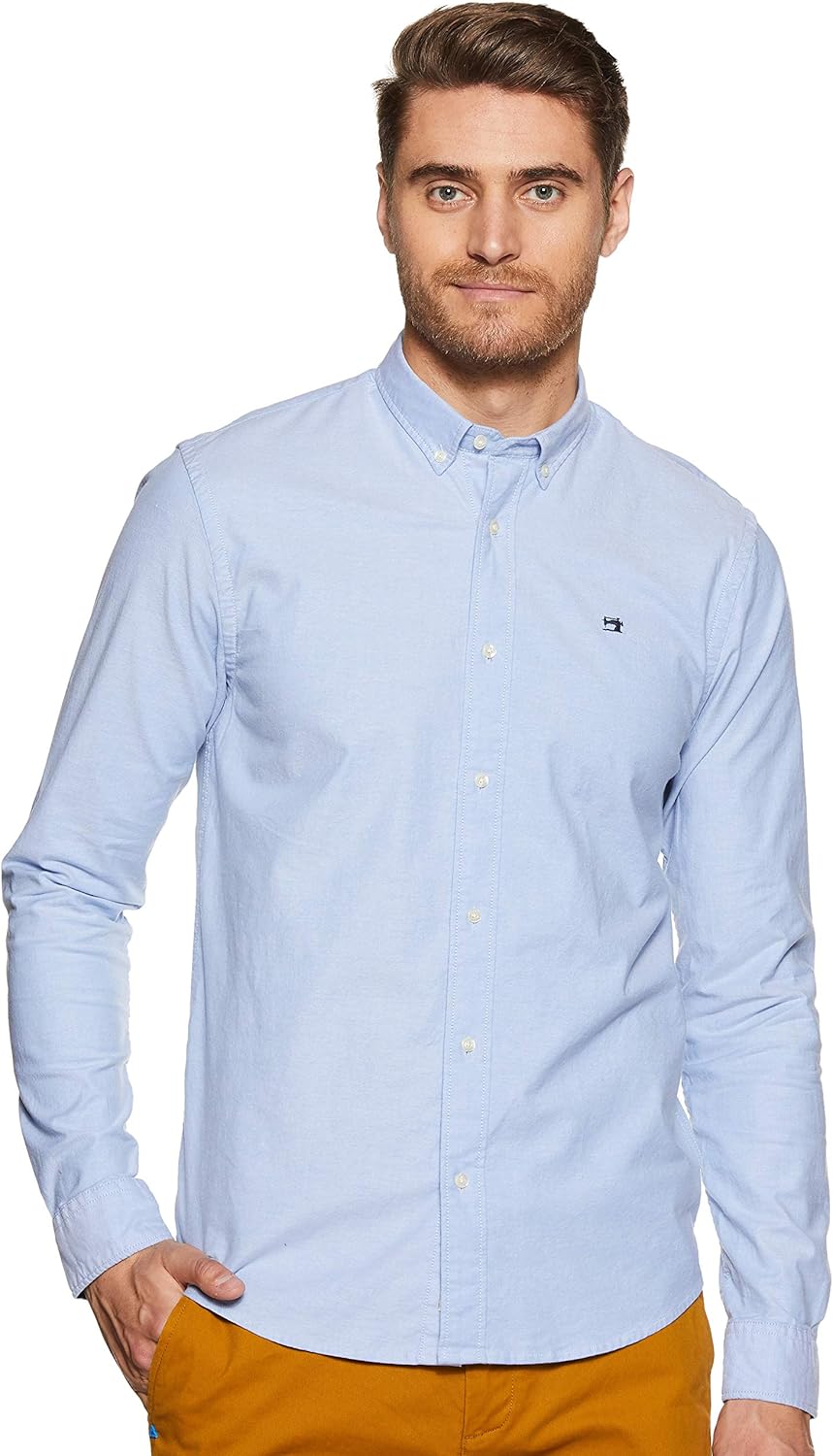 scotch & soda 男士 nos 牛津衬衫 常规版型 系扣领休闲衬衫